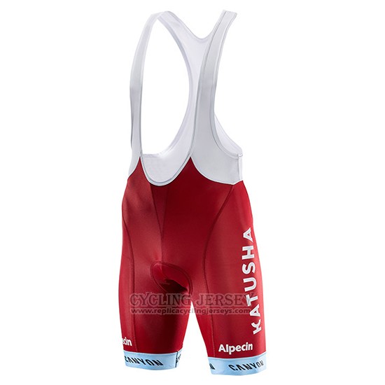 2017 Cycling Jersey Katusha Alpecin Red Short Sleeve and Bib Short
